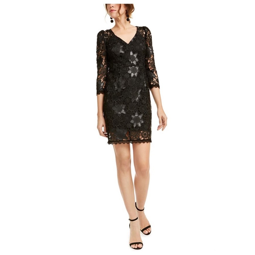 Nanette Lepore Black Floral Lace Dress 6 NWT